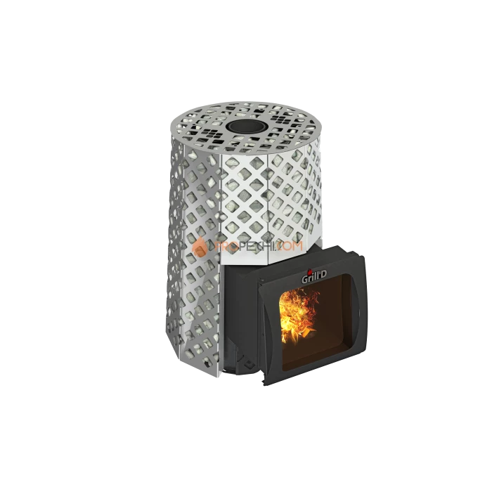 Дровяная печь для бани Grill’D Violet Steel Romb Short Window Max (Камень колотый 100 кг)