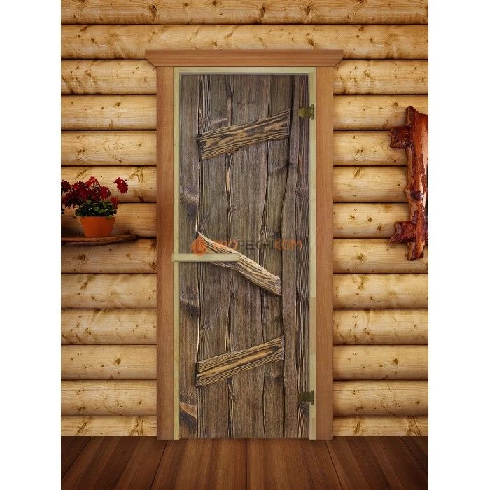 Дверь для бани DoorWood Русская Баня-04 с фотопечатью