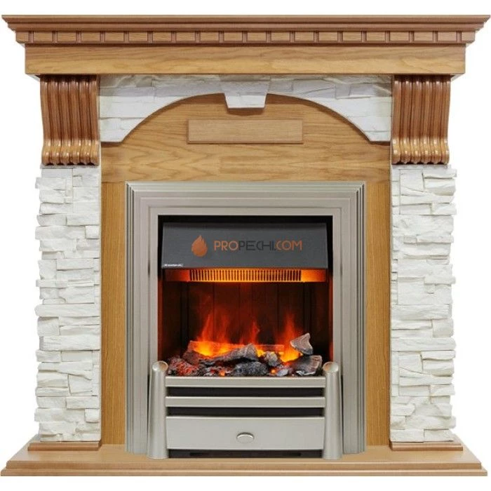 Каминокомплект Dimplex Dublin - Дуб / Сланец белый с очагом Chesford