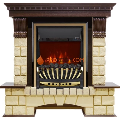 Каминокомплект Royal Flame Pierre Luxe - Темный дуб / Шампань с очагом Aspen Gold