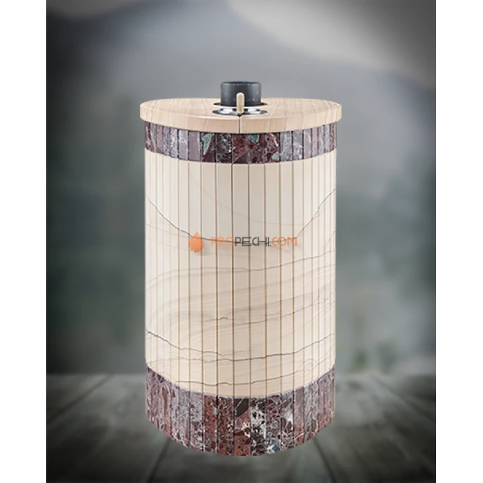 Дровяная печь для бани Ферингер Оптима до 28 м³ - Окаменевшее дерево перенесённый рисунок + Россо Леванте