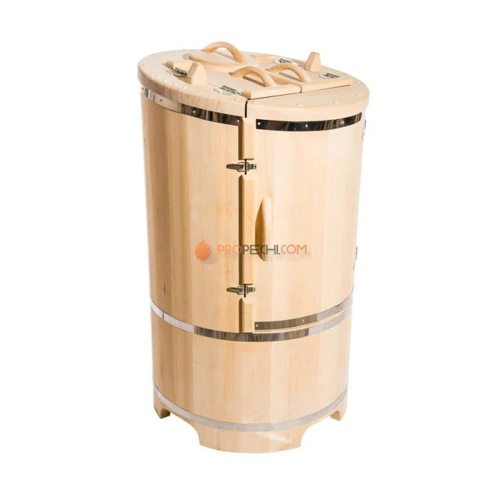 Фитобочка круглая НКЗ PREMIUM из кедра, со скошенной крышкой, диаметр 78 см, высота 130 см / 40 мм