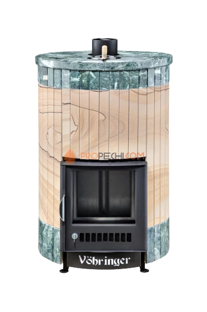 Банная печь Ферингер Уют-18 ПФ Окаменевшее дерево перенесенный рисунок + Змеевик