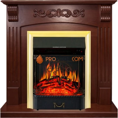 Каминокомплект Royal Flame Sorrento угловой - Орех с очагом Majestic FX Brass