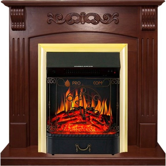 Каминокомплект Royal Flame Sorrento угловой - Орех с очагом Majestic FX Brass