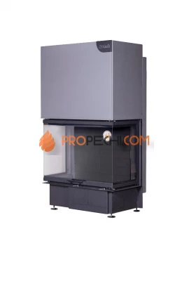 Каминная топка Экокамин ДЕЛЬТА 800 B три стекла принтинг черный шамот