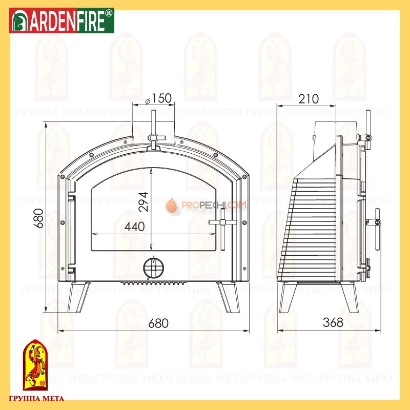 Печь-камин Мета Мета Лилль чугунная