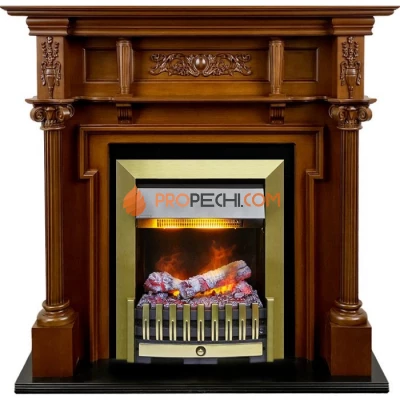 Каминокомплект Dimplex Oxford - Орех с очагом Danville Antique Brass FB2