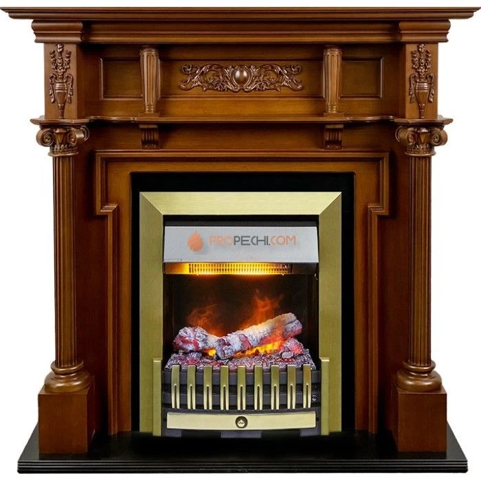 Каминокомплект Dimplex Oxford - Орех с очагом Danville Antique Brass FB2