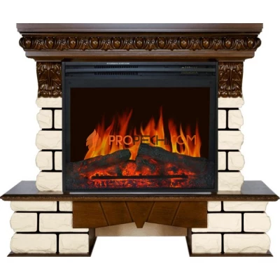Каминокомплект Royal Flame Pierre Luxe LORD - Темный дуб / Белый с очагом Jupiter FX New