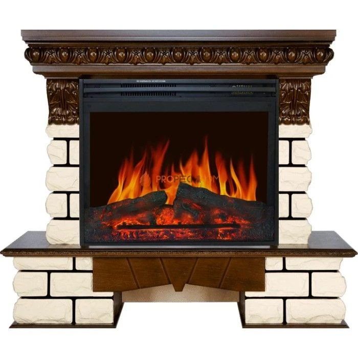 Каминокомплект Royal Flame Pierre Luxe LORD - Темный дуб / Белый с очагом Jupiter FX New