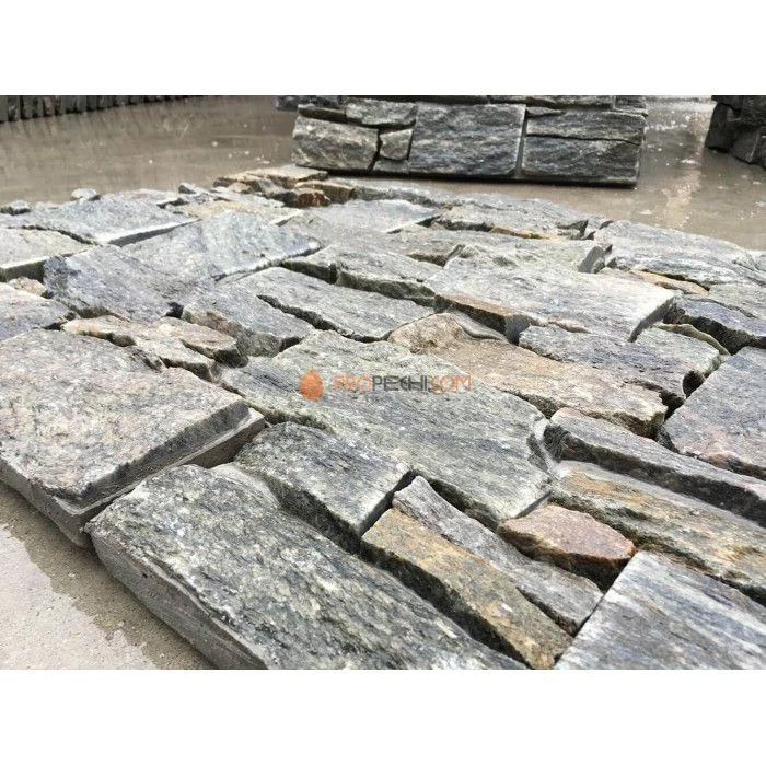 Панель из грубого камня Кварцит серо-зелёный (550х200мм) упак. (4шт/0,44м2)