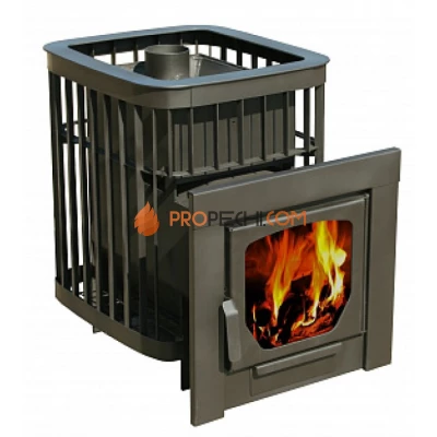 Дровяная печь для бани Варвара Каменка Панорамная дверь