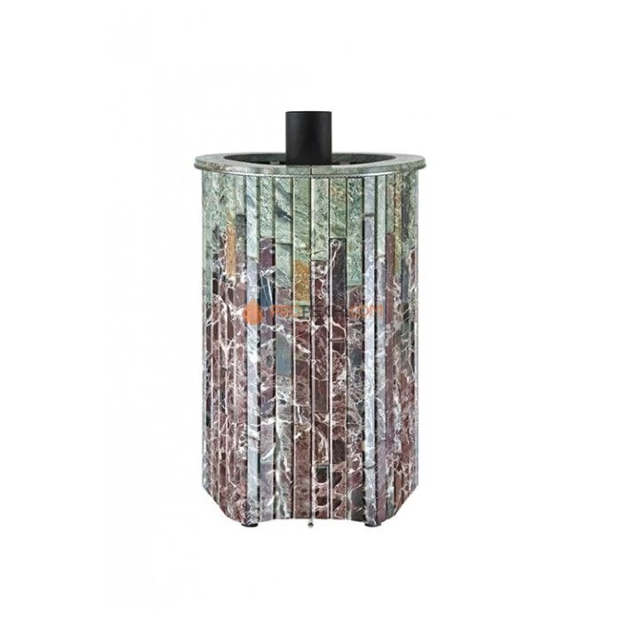 Дровяная печь для сауны Ферингер Макси До 30 м³ - Жадеит + Россо Леванте - обрамление Камень