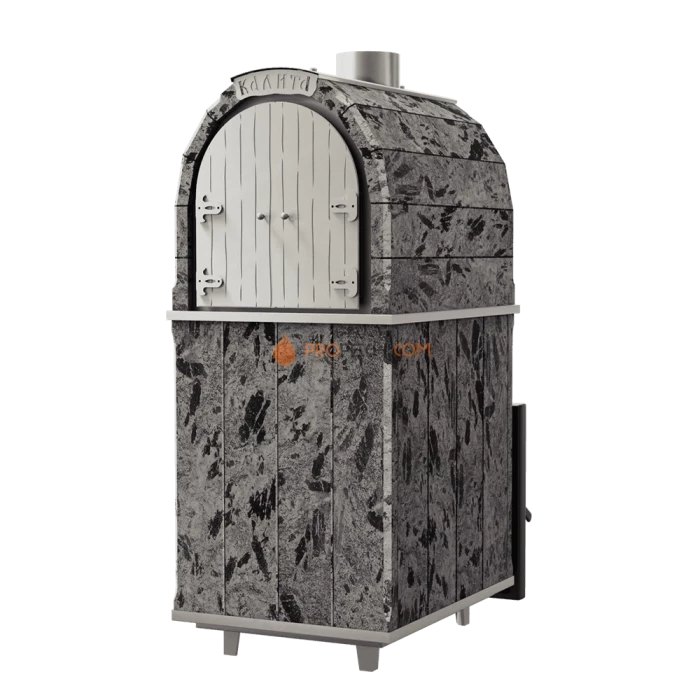 Чугунная печь для бани Инжкомцентр ВВД Калита Арочная PRO (серпентинит Премиум) с чугунным порталом и чугунной дверцей