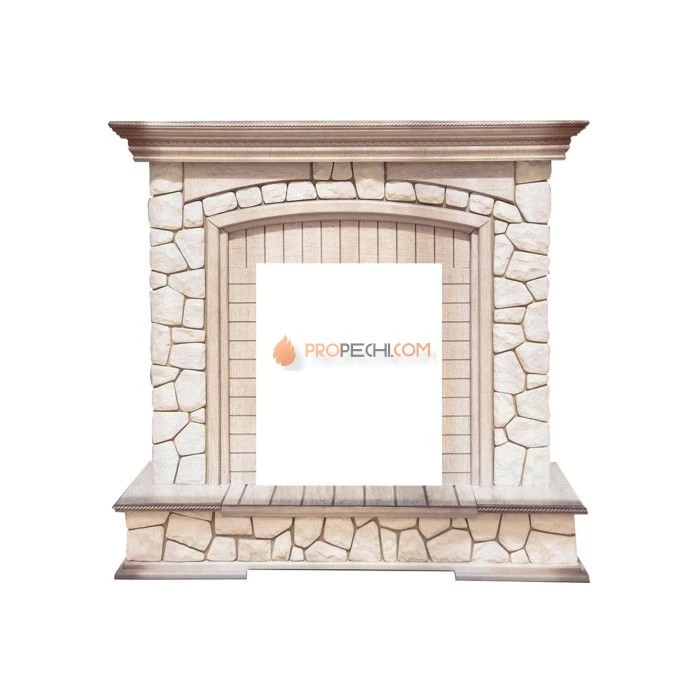 Каминокомплект Royal Flame Preston - Белый/Слоновая кость с патиной с очагом Fobos FX Black