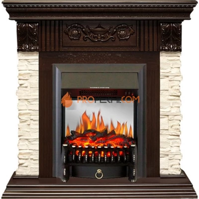 Каминокомплект Royal Flame Luxemburg (каменный) - Сланец/Темный дуб с очагом Fobos FX M Black