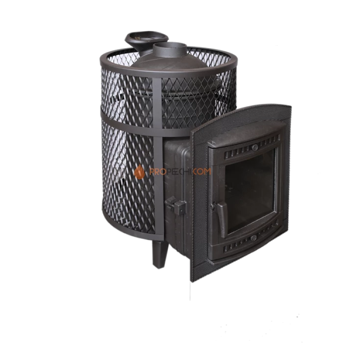 Чугунная печь для бани Атмосфера с сеткой из нержавейки до 22 м³