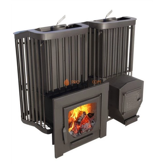 Дровяная печь для бани Варвара Терма Каменка Панорамная дверь