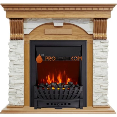 Каминокомплект Royal Flame Dublin - Дуб / Сланец белый с очагом Aspen Black
