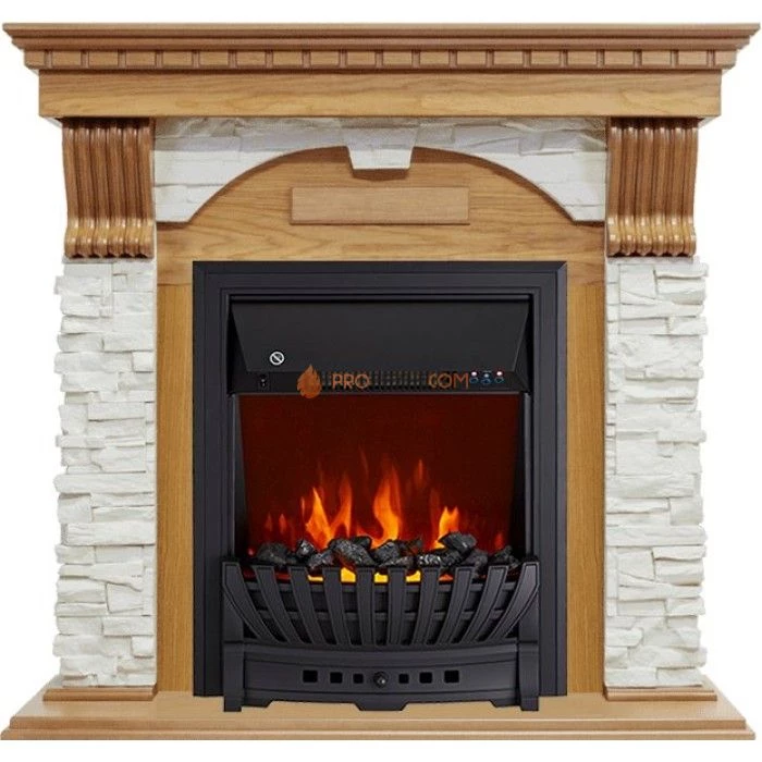 Каминокомплект Royal Flame Dublin - Дуб / Сланец белый с очагом Aspen Black