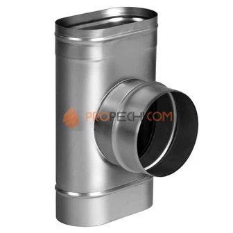 ТРОЙНИК 90° 120X240 С ПАТРУБКОМ КРУГЛОГО СЕЧЕНИЯ D130, AISI 321