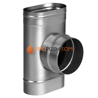 ТРОЙНИК 90° 120X240 С ПАТРУБКОМ КРУГЛОГО СЕЧЕНИЯ D130, AISI 321