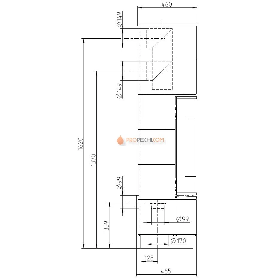 Печь-камин Thorma DELIA Extra Ceramic, черный/белый