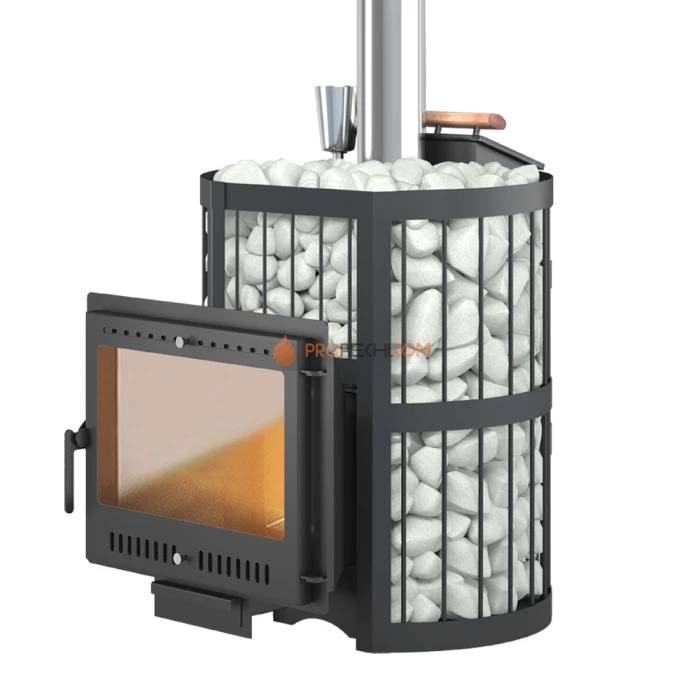 Печь для бани Этна 24 (Панорама) "М" Закрытая каменка Стандарт