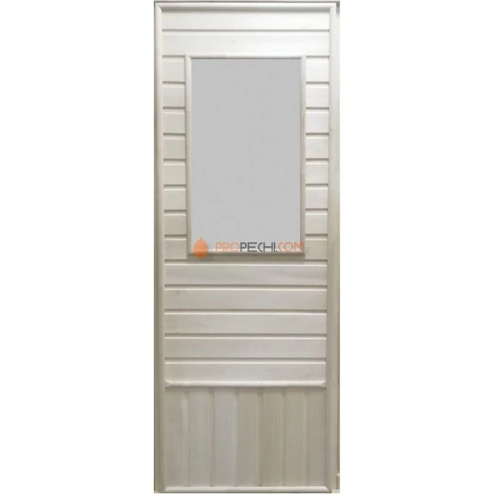 Дверь для бани DoorWood деревянная с прямоугольной стеклянной вставкой (1850x750 мм)