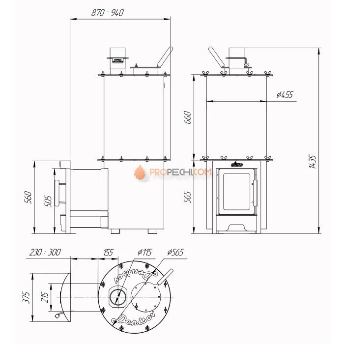 Дровяная печь для бани Grill’D Denisov Long