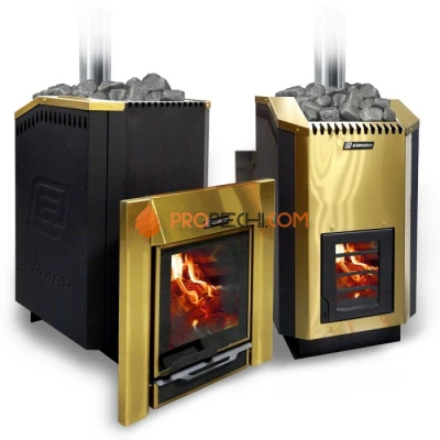 Дровяная печь для бани Ермак 24 Люкс GOLD (нержавейка)