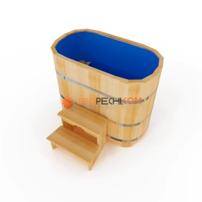 Купель овальная НКЗ PREMIUM из кедра, с пластиковой вставкой, 120x78x100 см