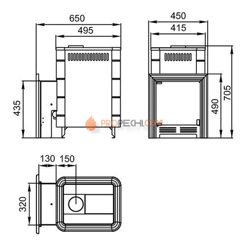 Печь Уренгой-2 Inox БСЭ антрацит НВ