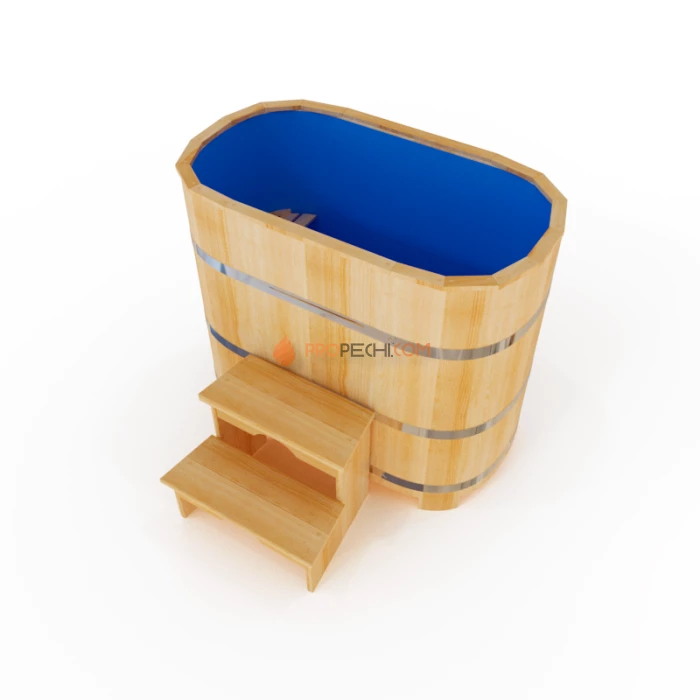 Купель овальная НКЗ PREMIUM из кедра, с пластиковой вставкой, 120x78x100 см