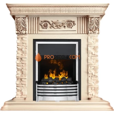 Каминокомплект Dimplex Luxemburg (каменный) - Сланец/Cлоновая кость с патиной с очагом Flagstaff