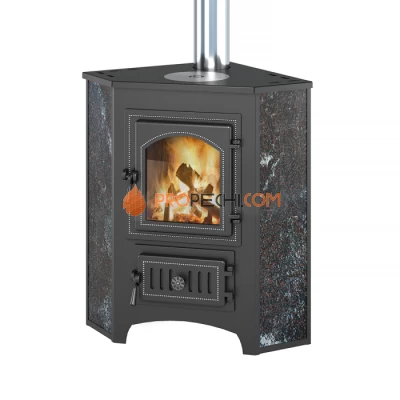 Печь-камин Везувий ПК-01 (220) угловой амфиболит с конфоркой