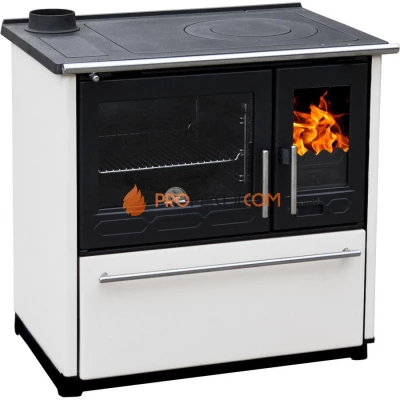 Плита Plamen 850 Glas белая, труба слева