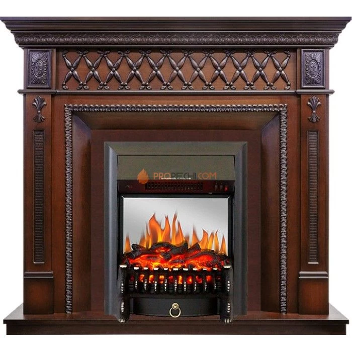 Каминокомплект Royal Flame Alexandria - махагон коричневый антик с очагом Fobos FX M Black