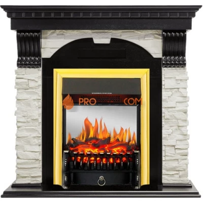 Каминокомплект Royal Flame Dublin - Венге / Сланец белый с очагом Fobos FX M Brass