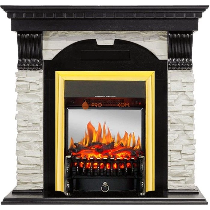 Каминокомплект Royal Flame Dublin - Венге / Сланец белый с очагом Fobos FX M Brass