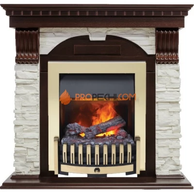 Каминокомплект Dimplex Dublin - Темный дуб / Сланец белый с очагом Danville Brass FB2