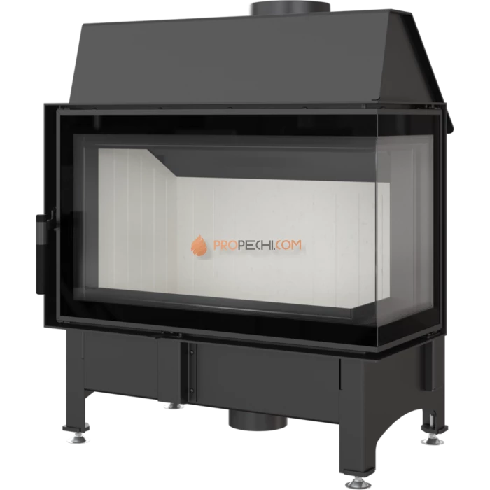 Каминная топка стальная Kratki Zibi/P/BS/DECO (угловое стекло справа) (11 кВт)