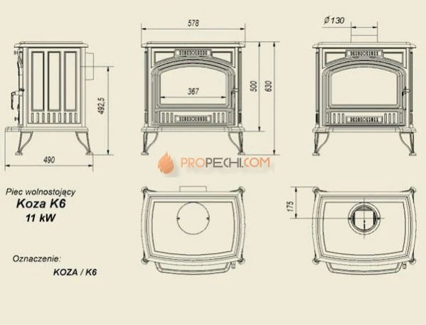 Чугунная печь Kratk Koza/K6/термостат