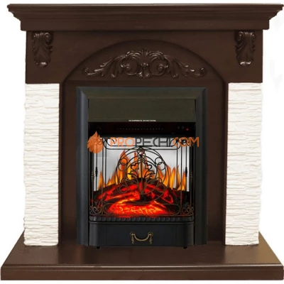 Каминокомплект Royal Flame Bern Сланец мелкий белый / Темный дуб с очагом Majestic FX M Black