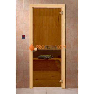 Дверь для бани DoorWood Классика Бронза, 1900x700 мм (Механическое закрывание)