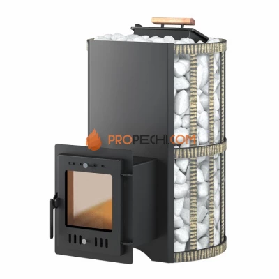 Дровяная печь для бани Везувий Скиф с закрытой каменкой Ковка (210) М