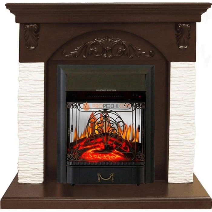 Каминокомплект Royal Flame Bern Сланец мелкий белый / Темный дуб с очагом Majestic FX M Black