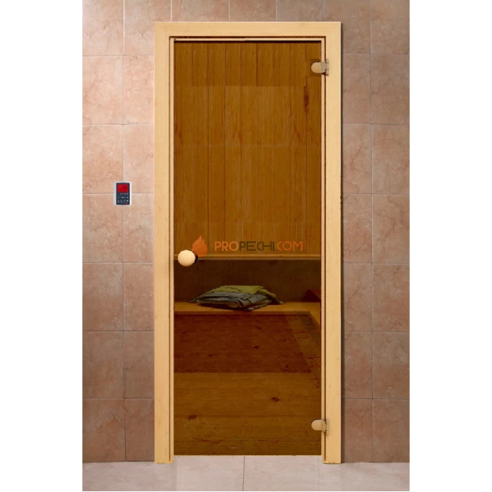 Дверь для бани DoorWood Классика Бронза матовая, 1900x700 мм (Механическое закрывание)