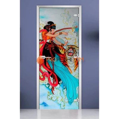 Стеклянная межкомнатная дверь DoorWood с фотопечатью Painting-06, 2000х800 мм
